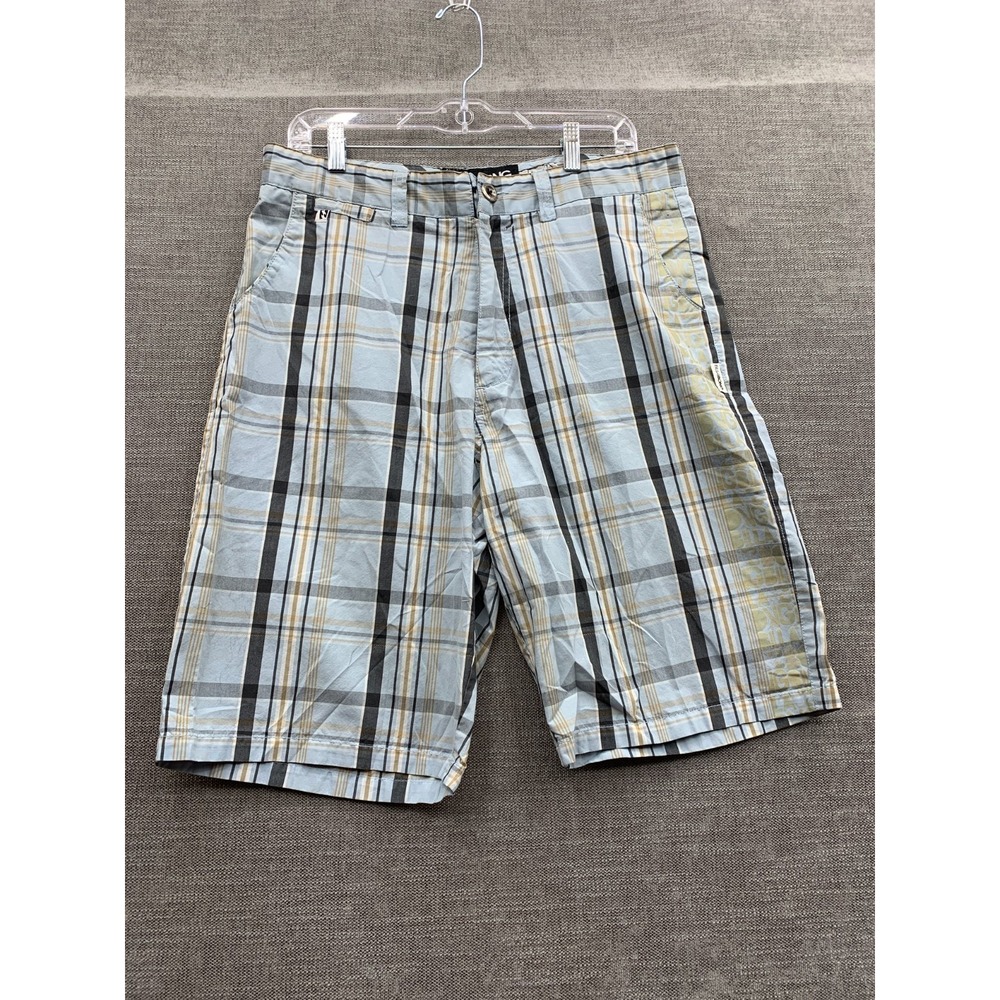 Vintage Billabong Built To Thrash Chino Shorts Mens 34 Multi Plaid Mid Rise Y2k
